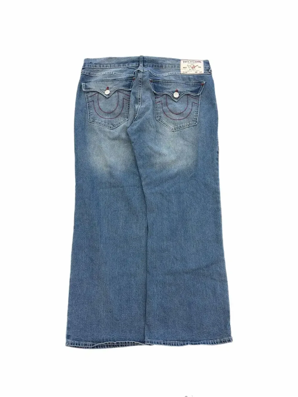 True Religion Vintage Men's Bootcut Flap Pocket Jeans with Contrast Stitching